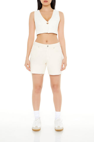 Sleeveless Linen-Blend Crop Top