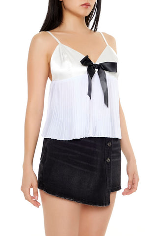 Satin Bow Flounce Cami