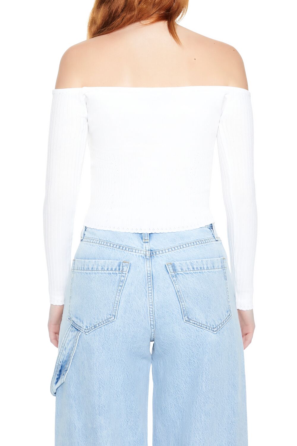  Forever 21 Off-the-Shoulder Sweater-Knit Top - white - Bonton