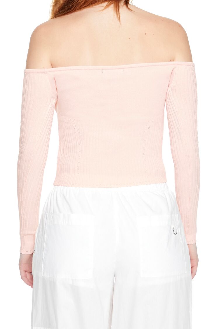  Forever 21 Off-the-Shoulder Sweater-Knit Top - white - Bonton