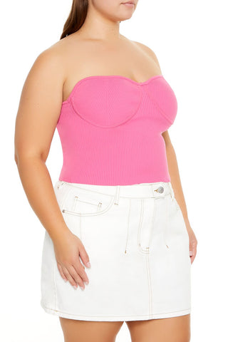 Plus Size Sweater-Knit Tube Top