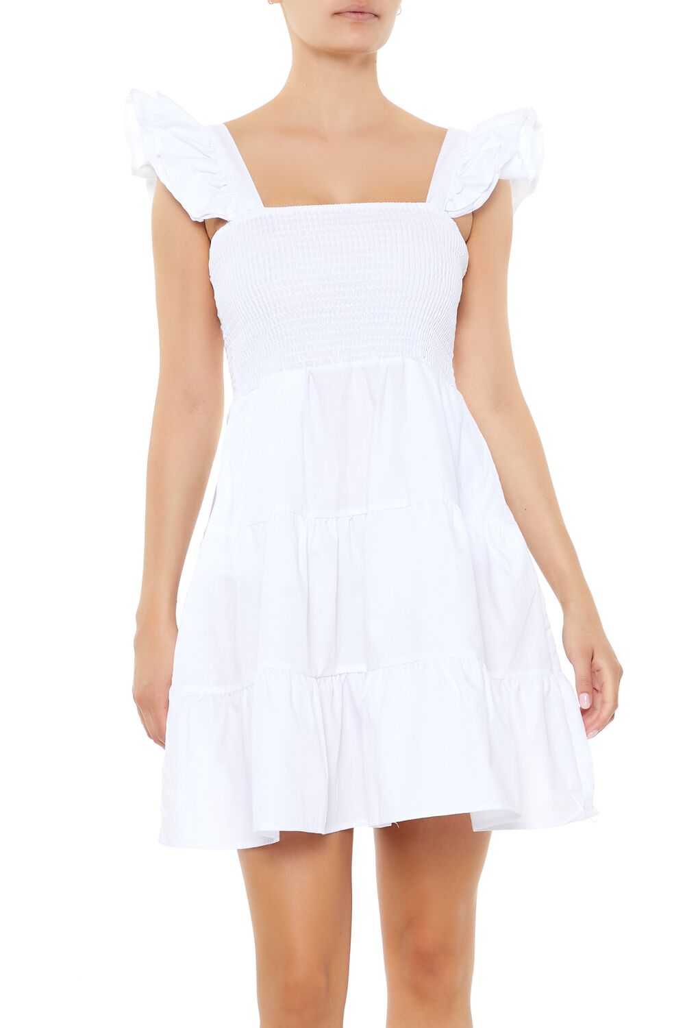  Forever 21 Butterfly-Sleeve Mini Dress - white - Bonton