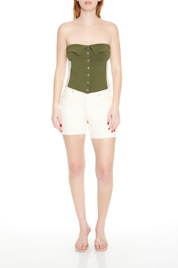  Forever 21 Crochet-Trim Tube Top - cypress  cream - Bonton