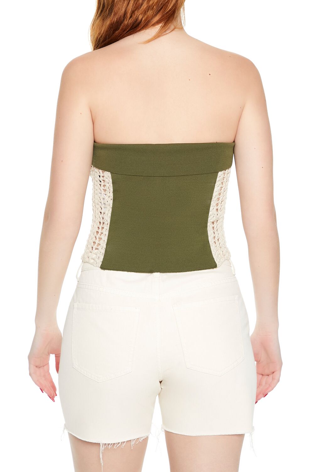  Forever 21 Crochet-Trim Tube Top - cypress  cream - Bonton