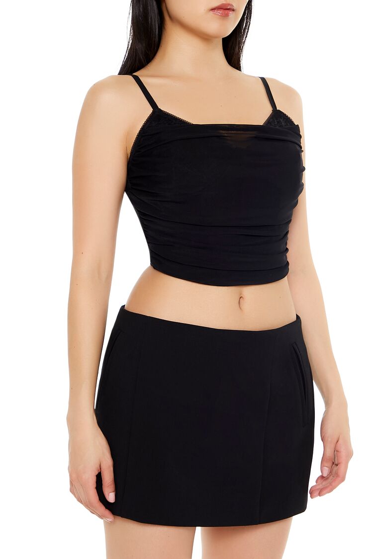  Forever 21 Mesh Bustier Cropped Cami - black - Bonton