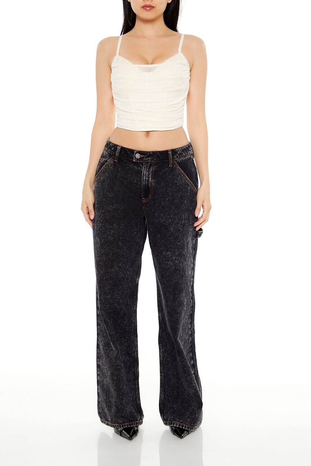  Forever 21 Mesh Bustier Cropped Cami - black - Bonton