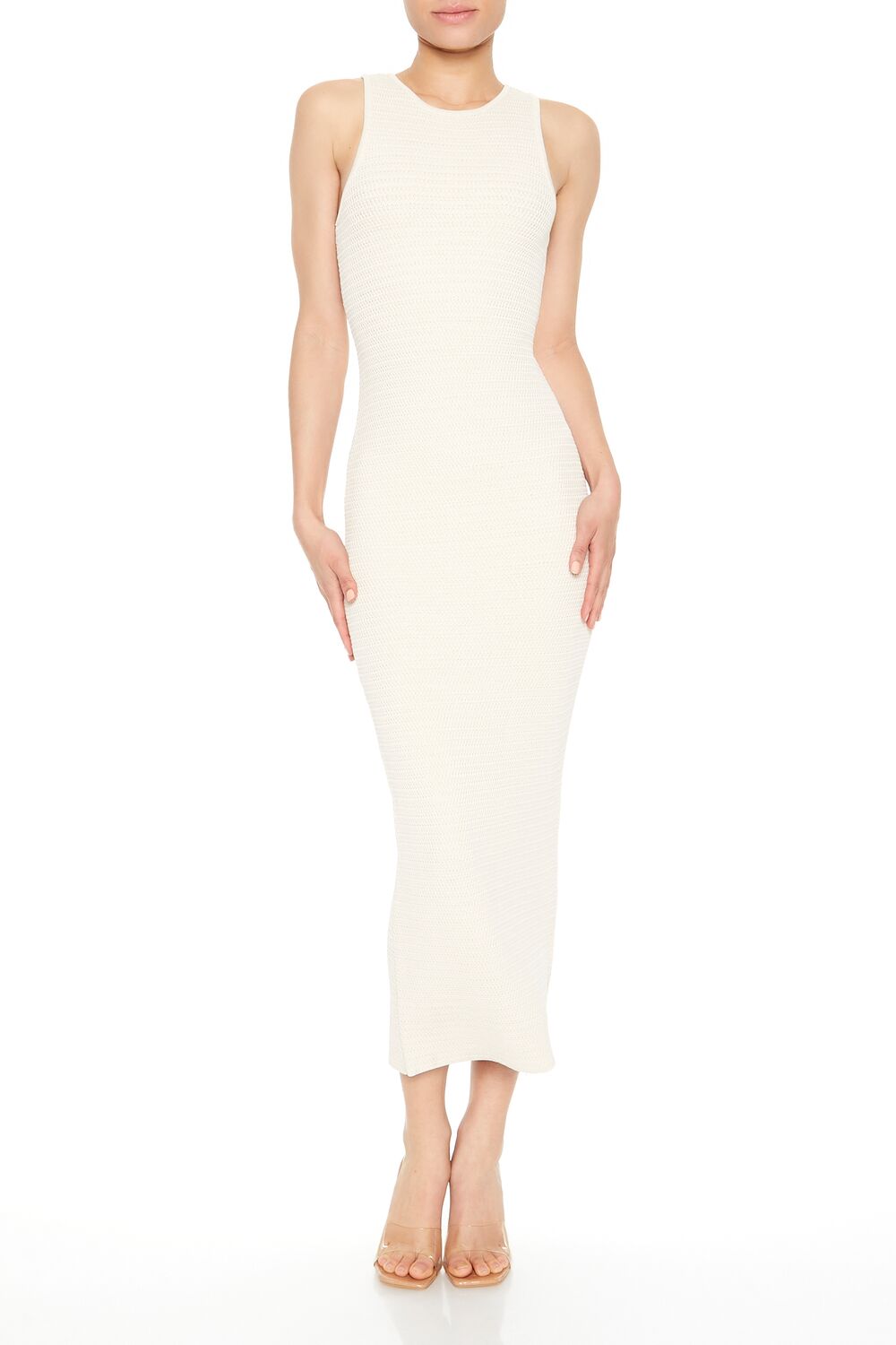  Forever 21 Sleeveless Crochet Maxi Dress - cream - Bonton