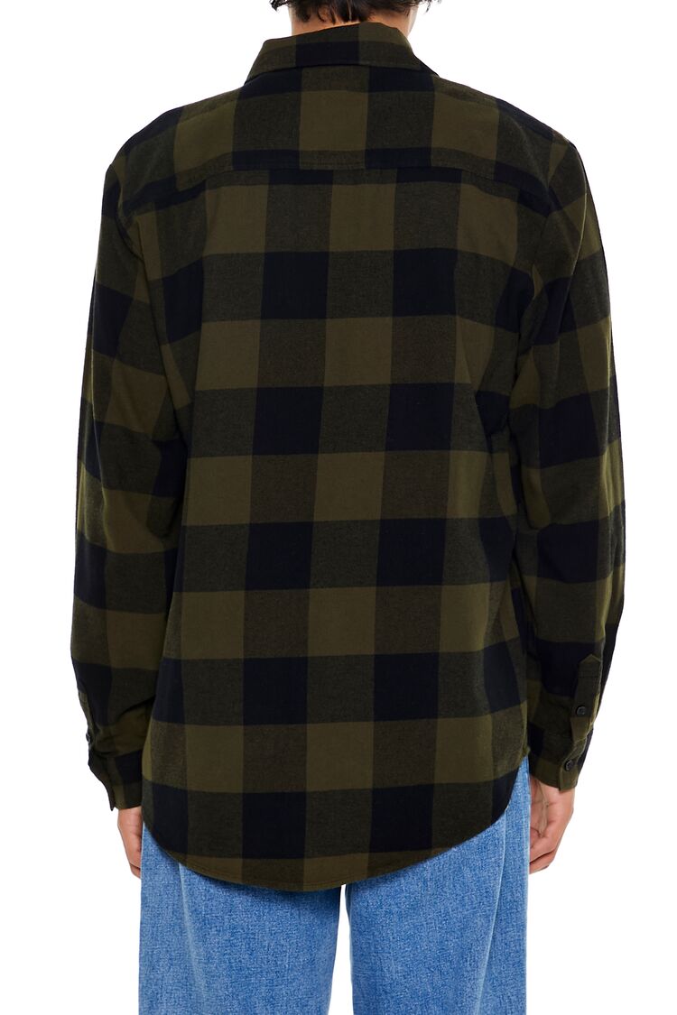  Forever 21 Plaid Flannel Shirt - olive black - Bonton