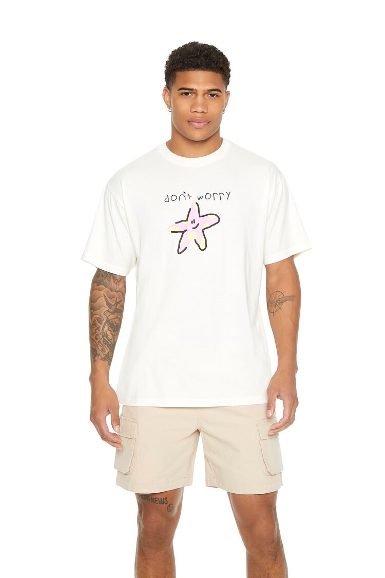  Forever 21 Dont Worry Graphic Tee - cream multi - Bonton
