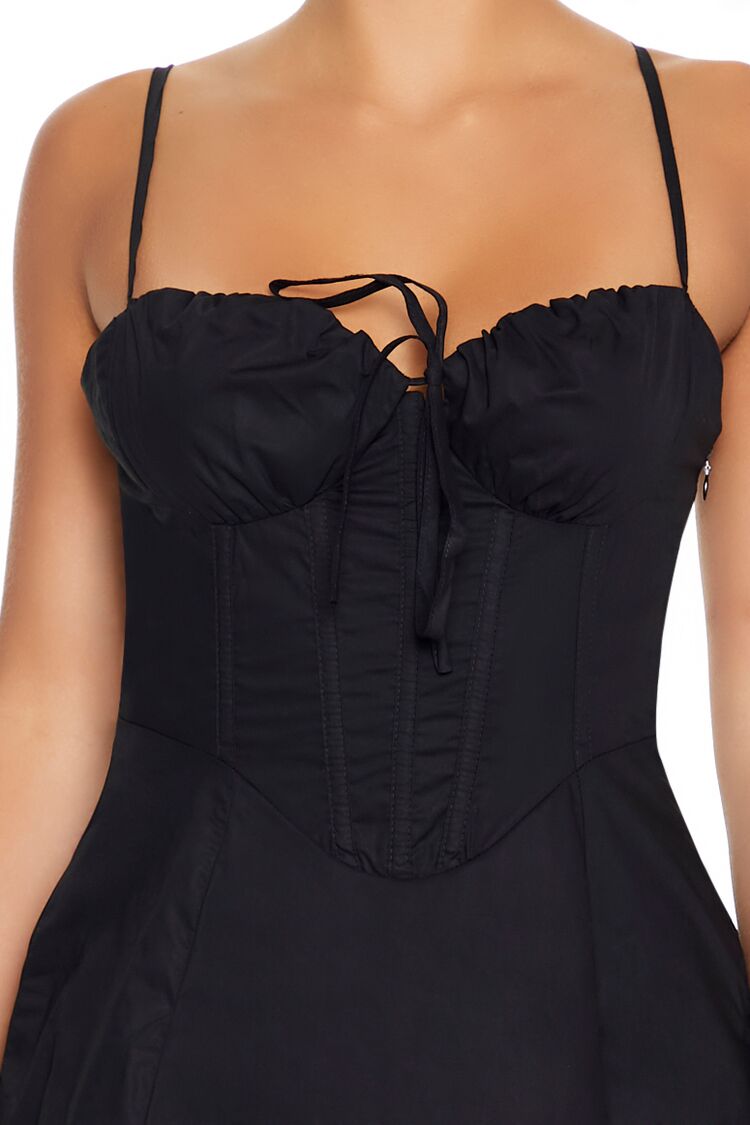  Forever 21 Lace-Up Bustier Bow Mini Dress - black-swatch - Bonton