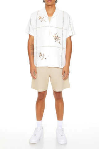 Textured Embroidered Rose Shirt