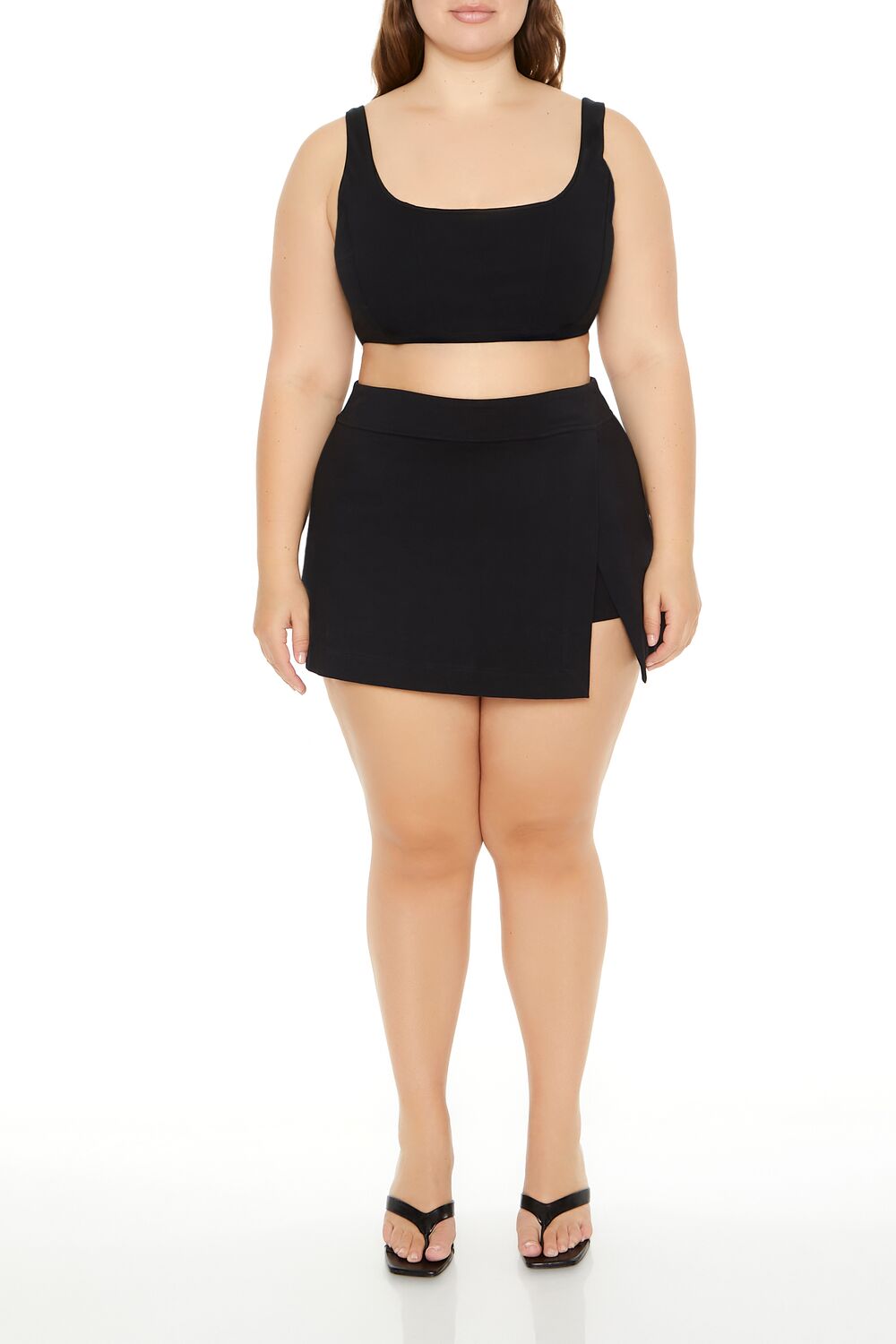  Forever 21 Plus Size Tulip-Hem Mini Skirt - black - Bonton