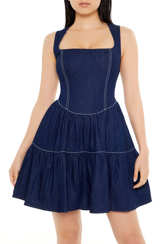 Chambray Fit & Flare Mini Dress