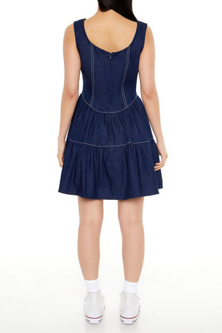 Chambray Fit & Flare Mini Dress