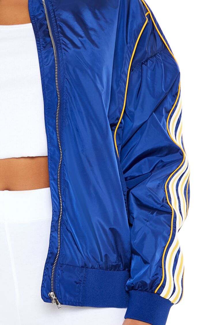  Forever 21 Varsity Zip-Up Bomber Jacket - dark-blue-swatch - Bonton