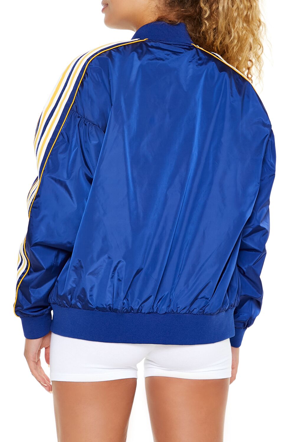  Forever 21 Varsity Zip-Up Bomber Jacket - dark-blue-swatch - Bonton