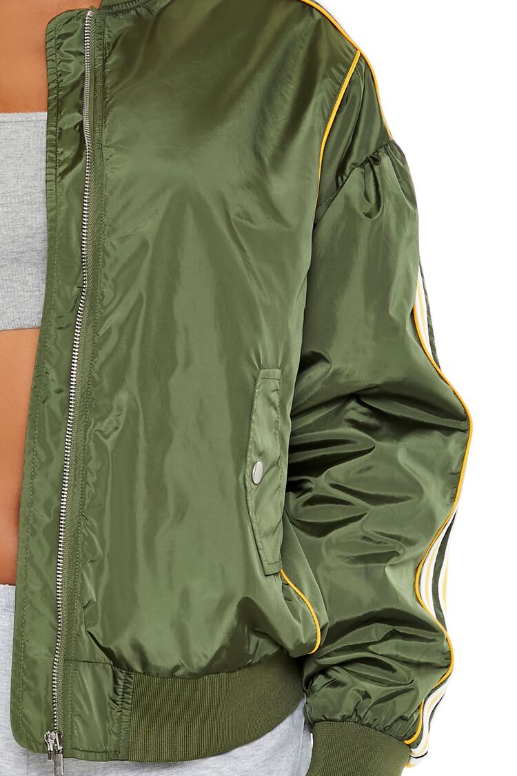  Forever 21 Varsity Zip-Up Bomber Jacket - dark-blue-swatch - Bonton