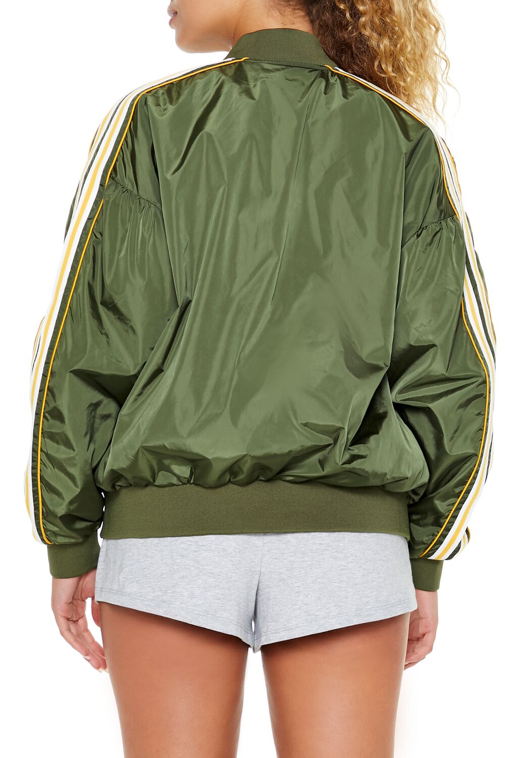  Forever 21 Varsity Zip-Up Bomber Jacket - dark-blue-swatch - Bonton