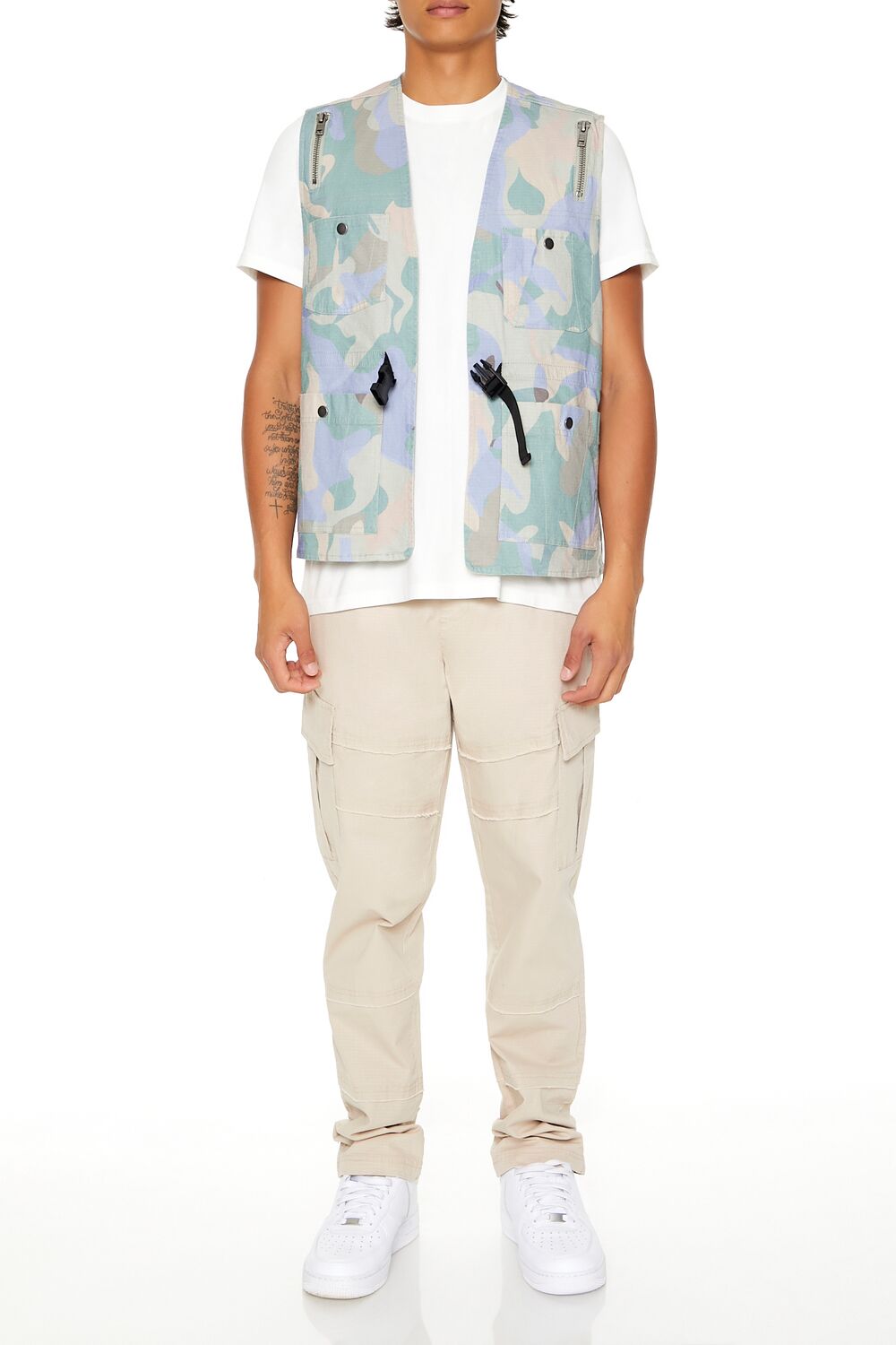  Forever 21 Camo Print Ripstop Vest - lavender-multi-swatch - Bonton