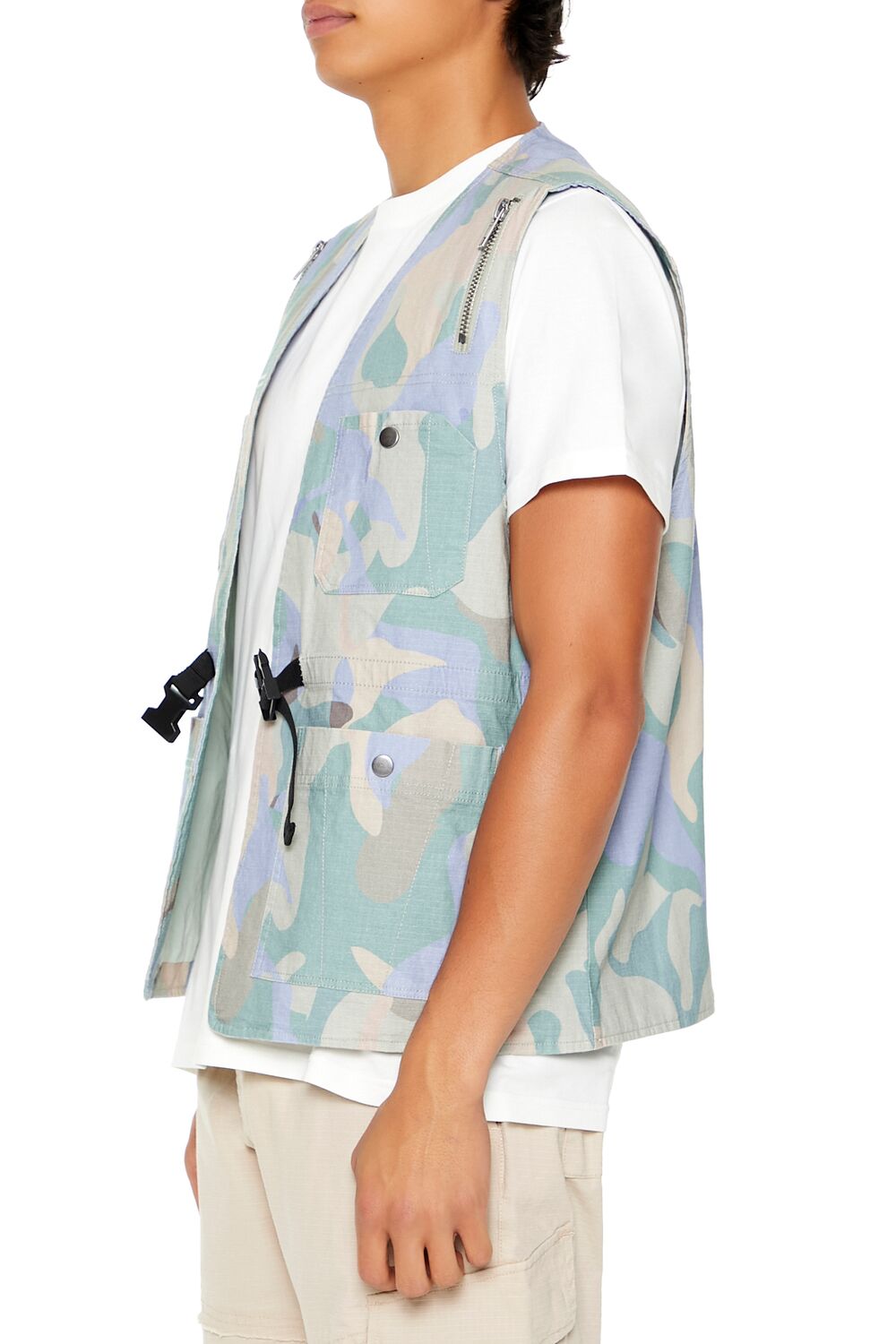  Forever 21 Camo Print Ripstop Vest - lavender-multi-swatch - Bonton