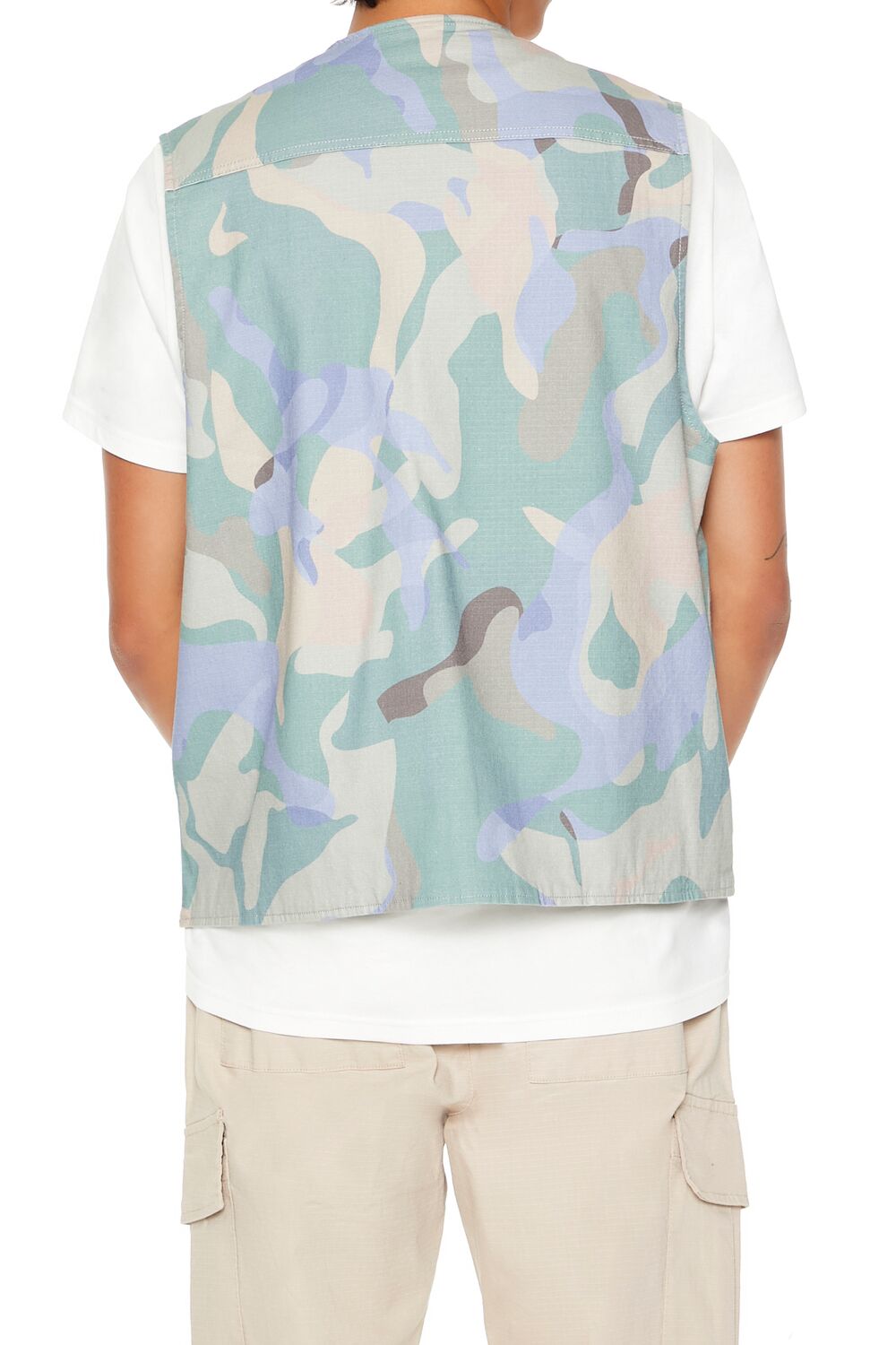  Forever 21 Camo Print Ripstop Vest - lavender-multi-swatch - Bonton