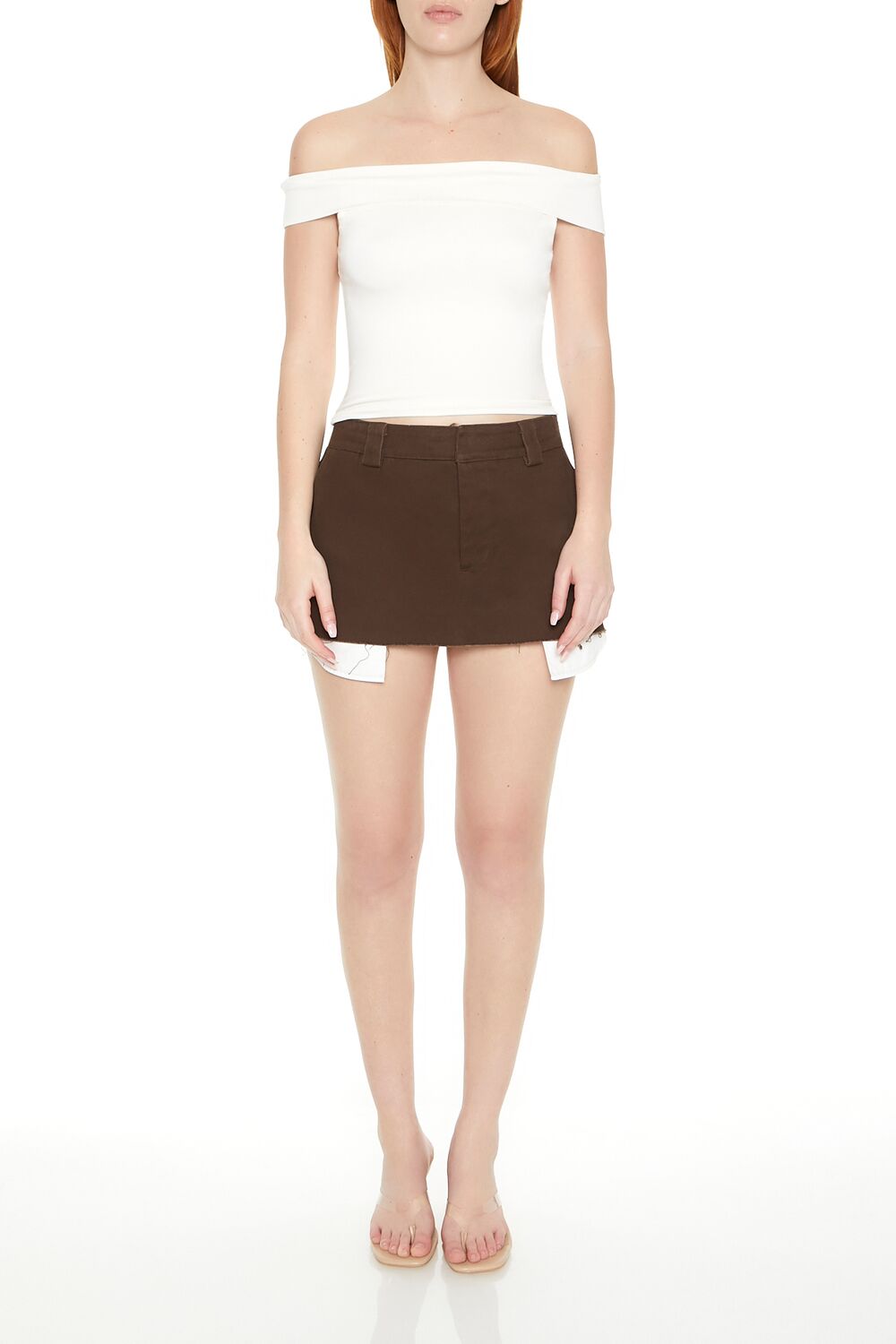  Forever 21 Off-the-Shoulder Fitted Top - white - Bonton