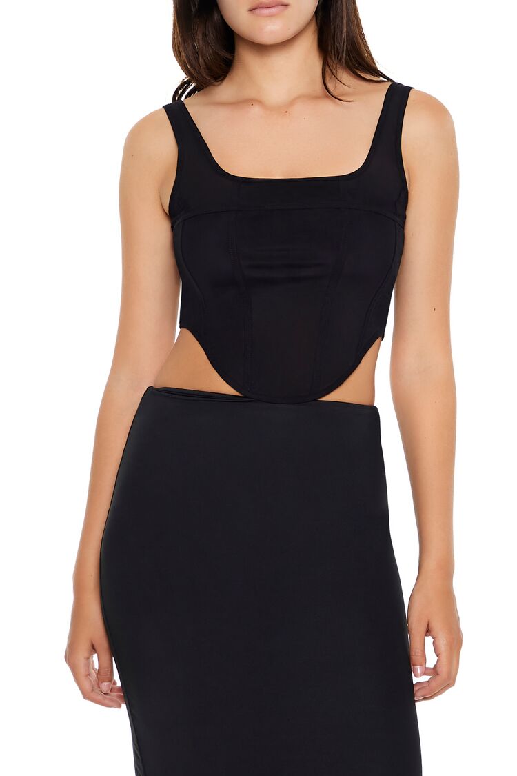  Forever 21 Corset Crop Top - black - Bonton
