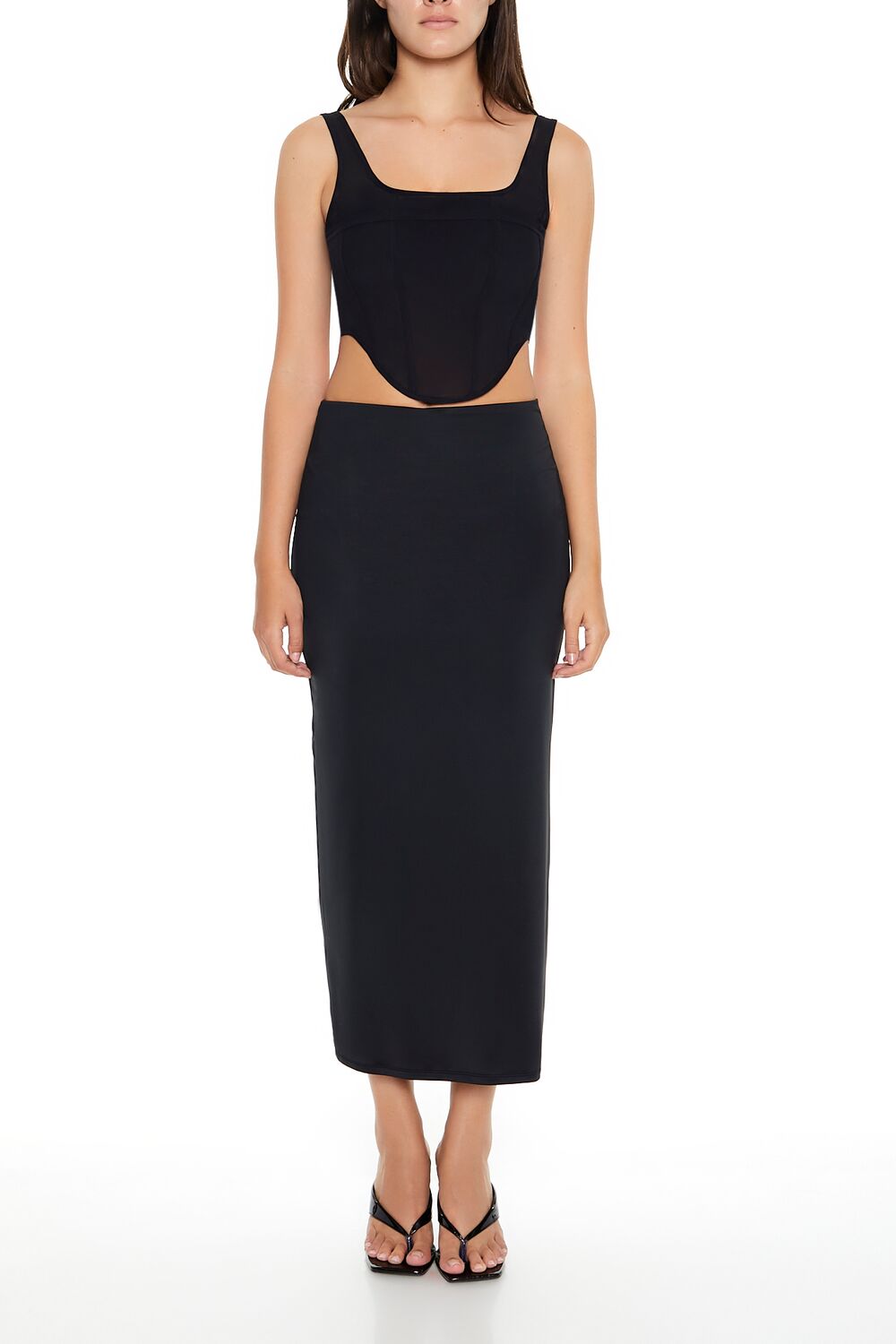  Forever 21 Corset Crop Top - black - Bonton