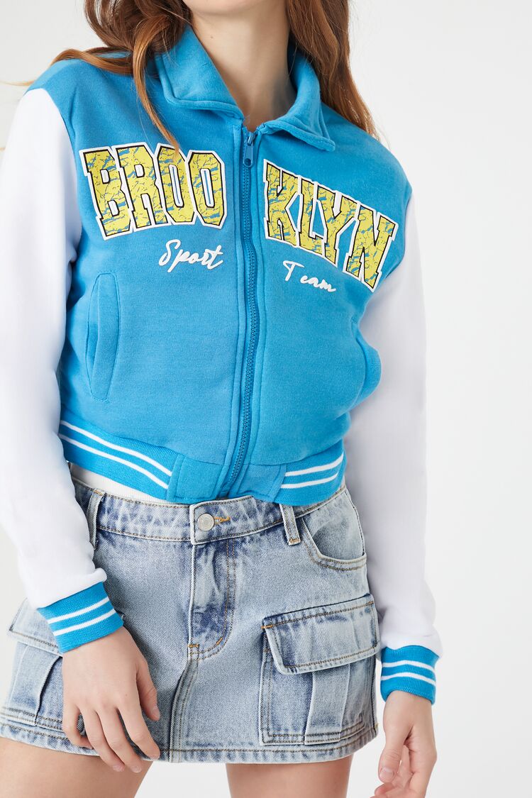  Forever 21 Brooklyn Zip-Up Bomber Jacket - black-multi - Bonton