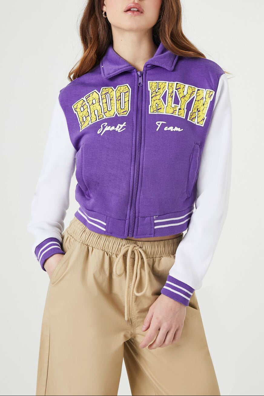  Forever 21 Brooklyn Zip-Up Bomber Jacket - black-multi - Bonton