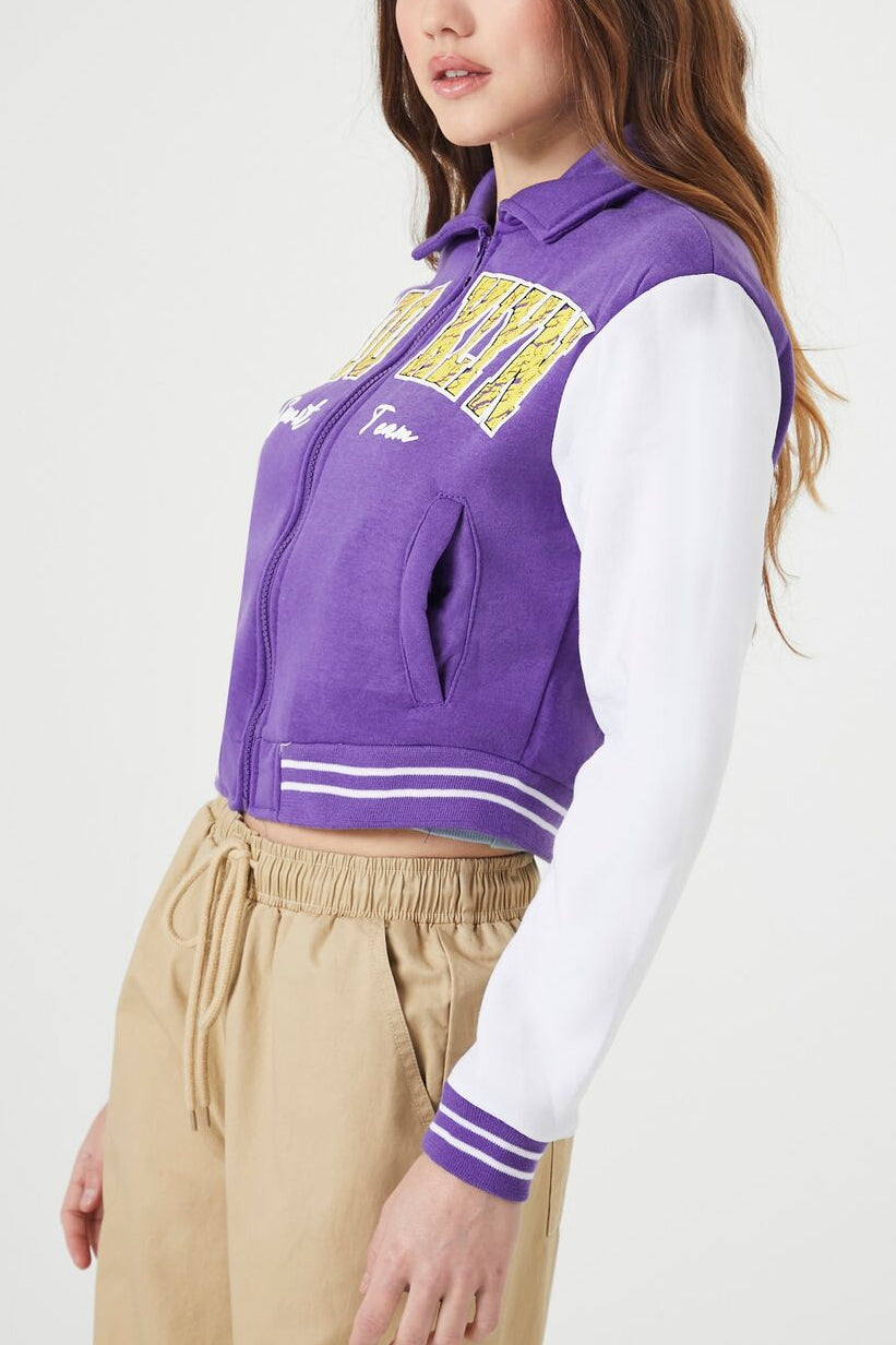  Forever 21 Brooklyn Zip-Up Bomber Jacket - black-multi - Bonton