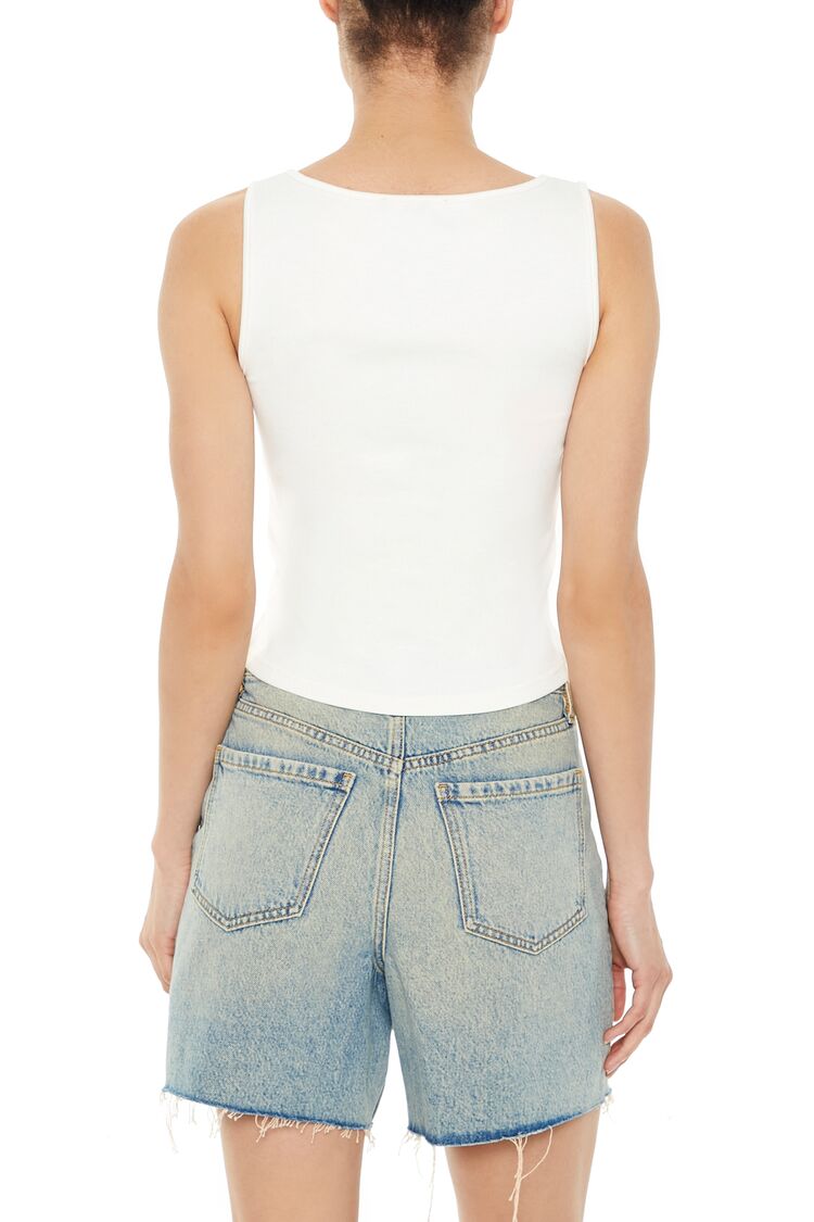  Forever 21 Cutout Tie-Front Tank Top - cream - Bonton