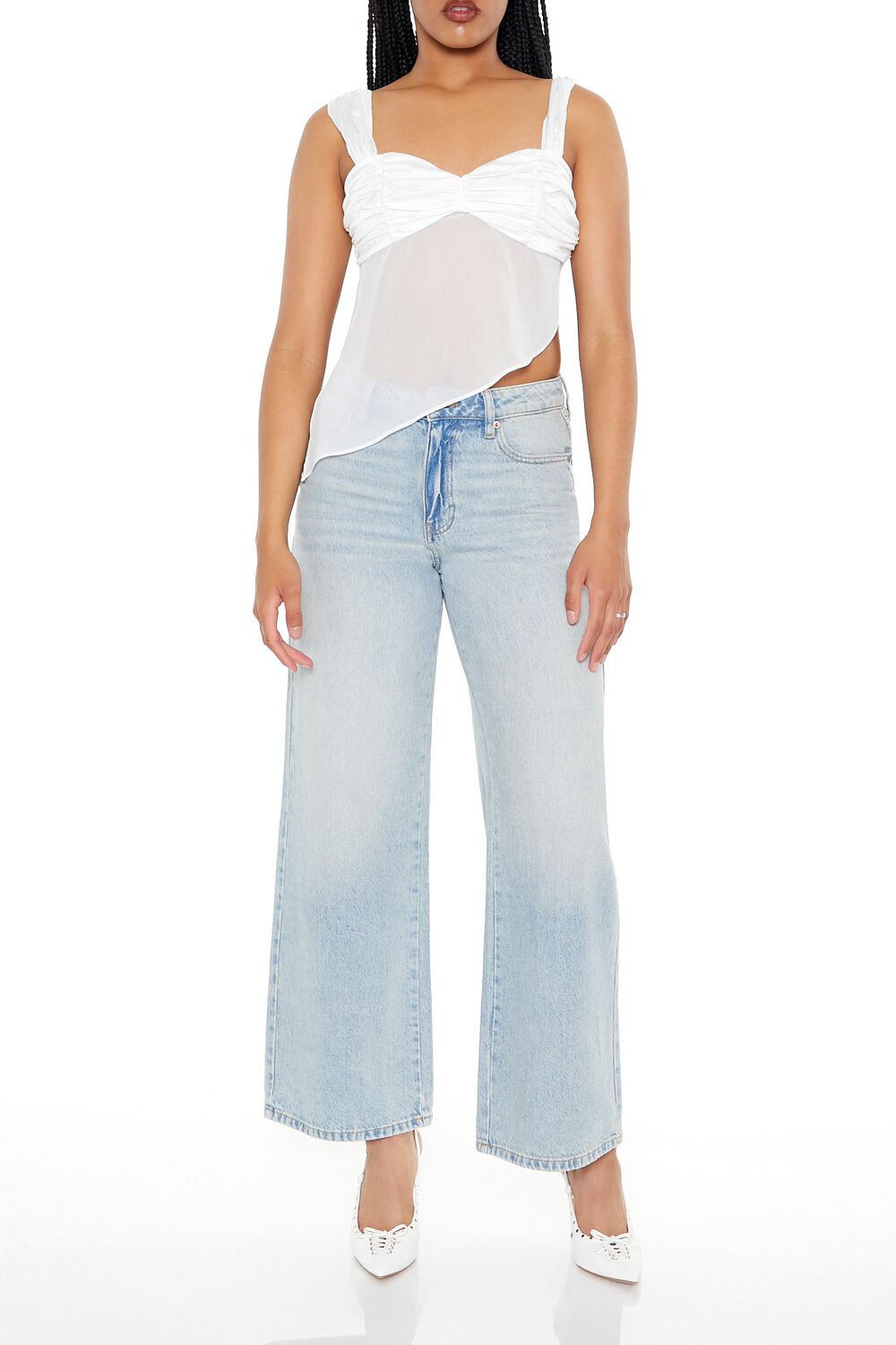  Forever 21 Sweetheart Asymmetrical Top - white - Bonton