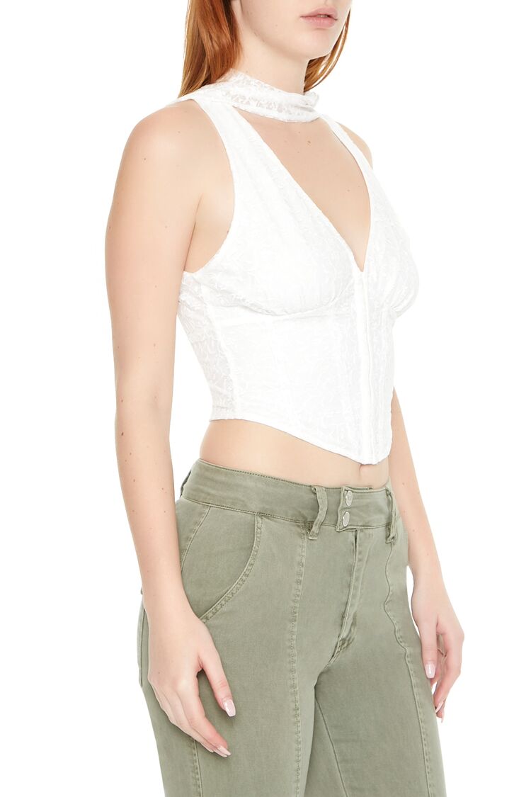  Forever 21 Lace Sash Corset Crop Top - black - Bonton