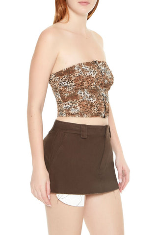 Leopard Print Mesh Tube Top