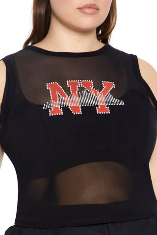 Plus Size Rhinestone NY Tank Top