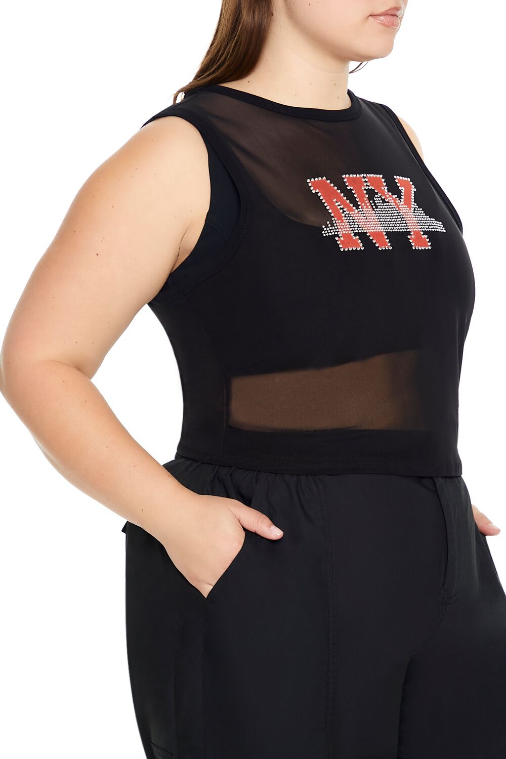  Forever 21 Plus Size Rhinestone NY Tank Top - black multi - Bonton