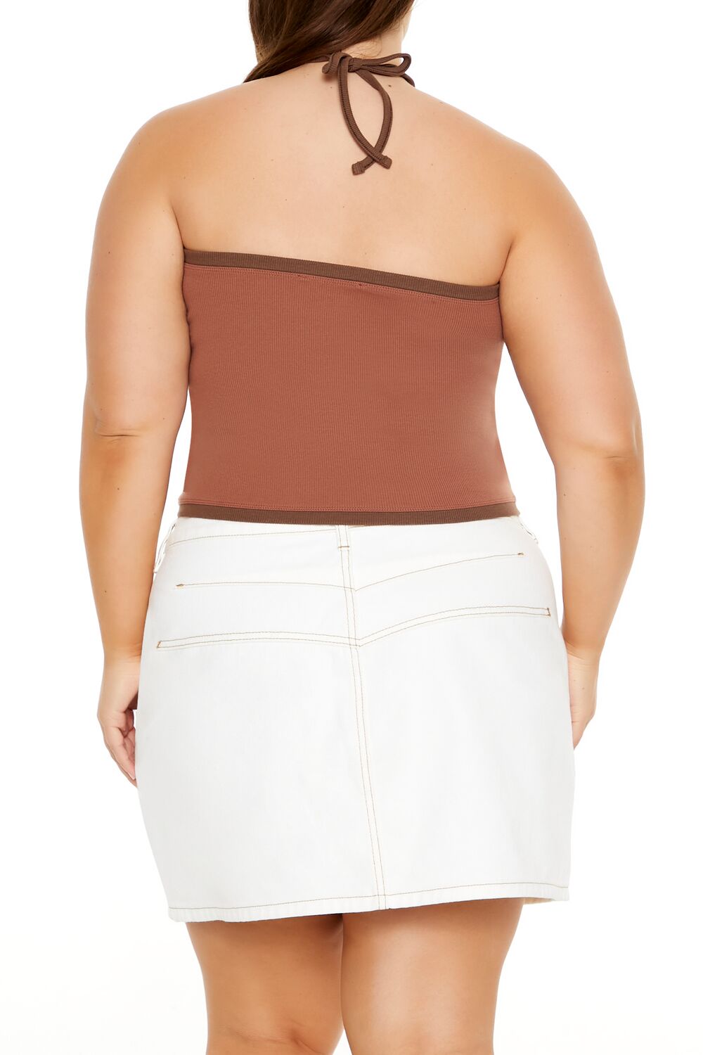  Forever 21 Plus Size NYC Halter Crop Top - carob multi - Bonton