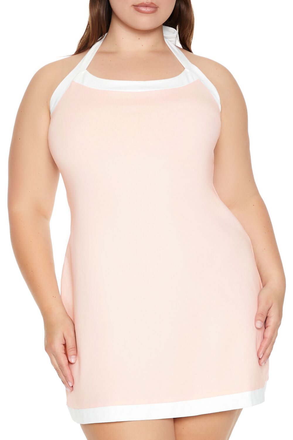  Forever 21 Plus Size Halter Mini Dress - baby-pink-white-swatch - Bonton