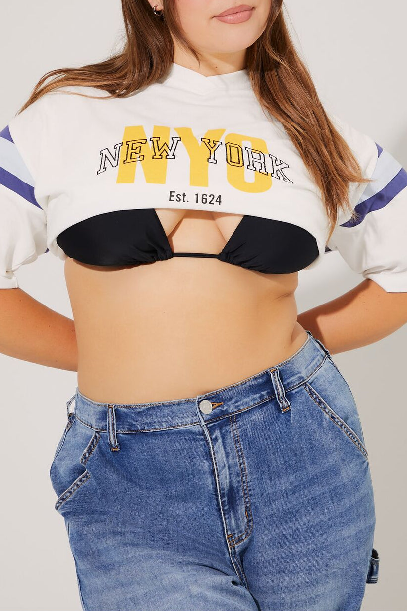  Forever 21 Plus Size Striped New York Tee - white multi - Bonton