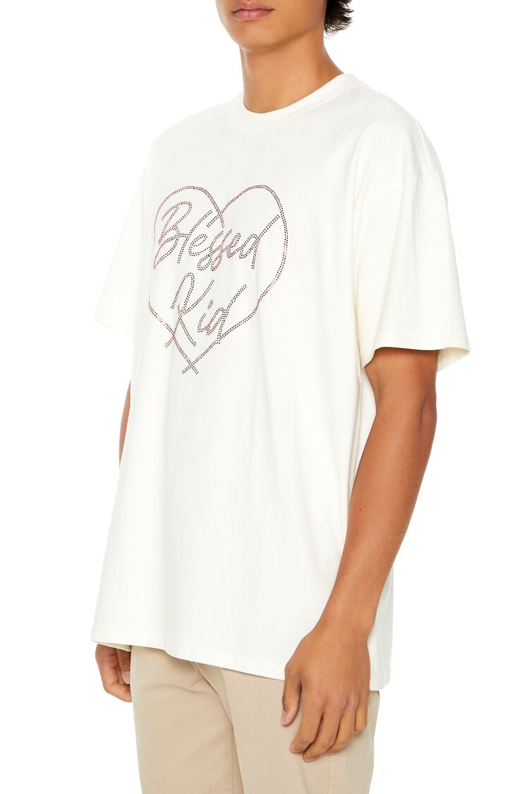  Forever 21 Rhinestone Blessed Kid Tee - cream multi - Bonton