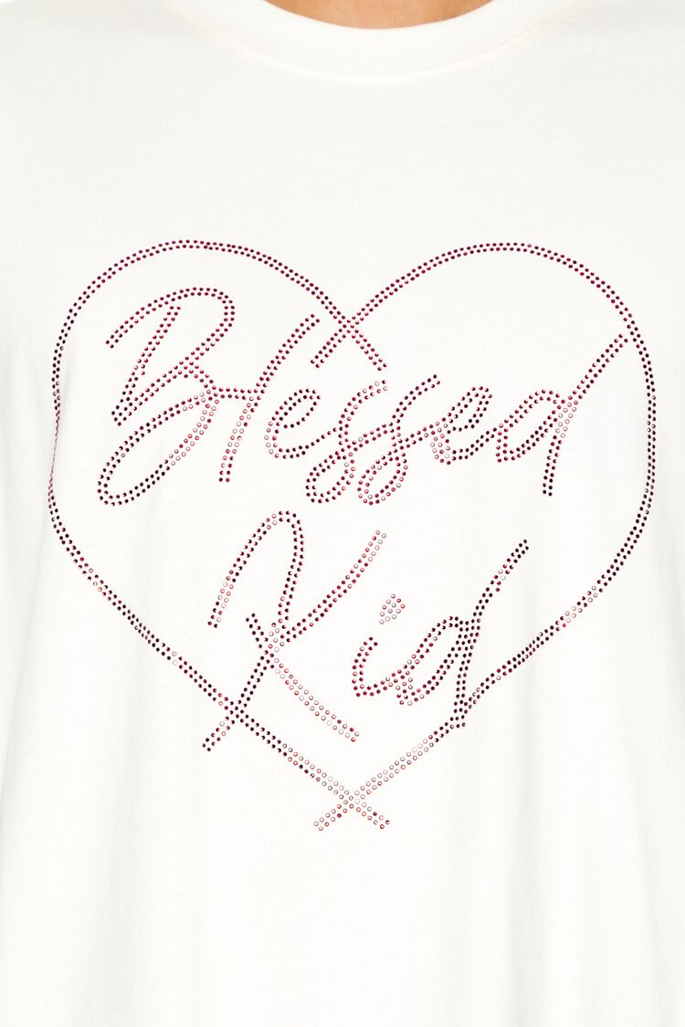 Forever 21 Rhinestone Blessed Kid Tee - cream multi - Bonton