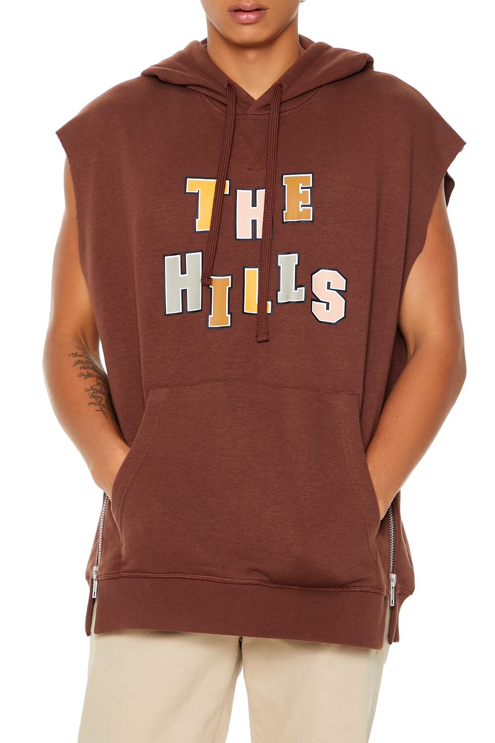  Forever 21 The Hills Printed Chenille Patch Hoodie - chocolate multi - Bonton