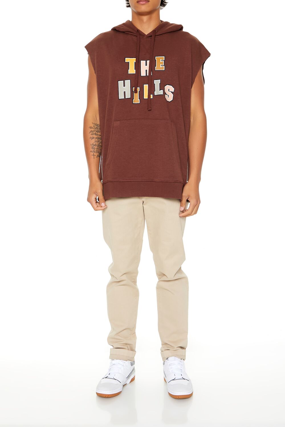 Forever 21 The Hills Printed Chenille Patch Hoodie - chocolate multi - Bonton