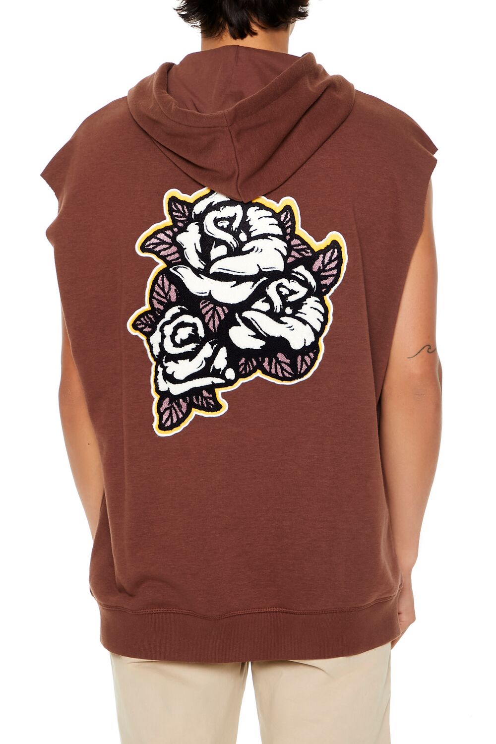  Forever 21 The Hills Printed Chenille Patch Hoodie - chocolate multi - Bonton