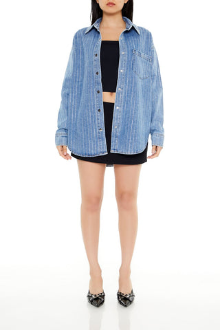 Sequin Striped Denim Shacket