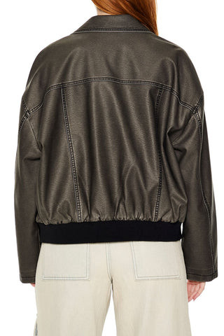 Faux Leather Zip-Up Moto Jacket
