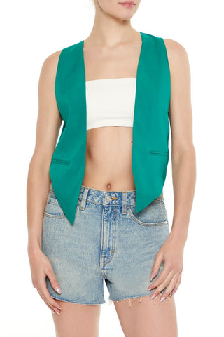 Open-Front Pointed-Hem Vest