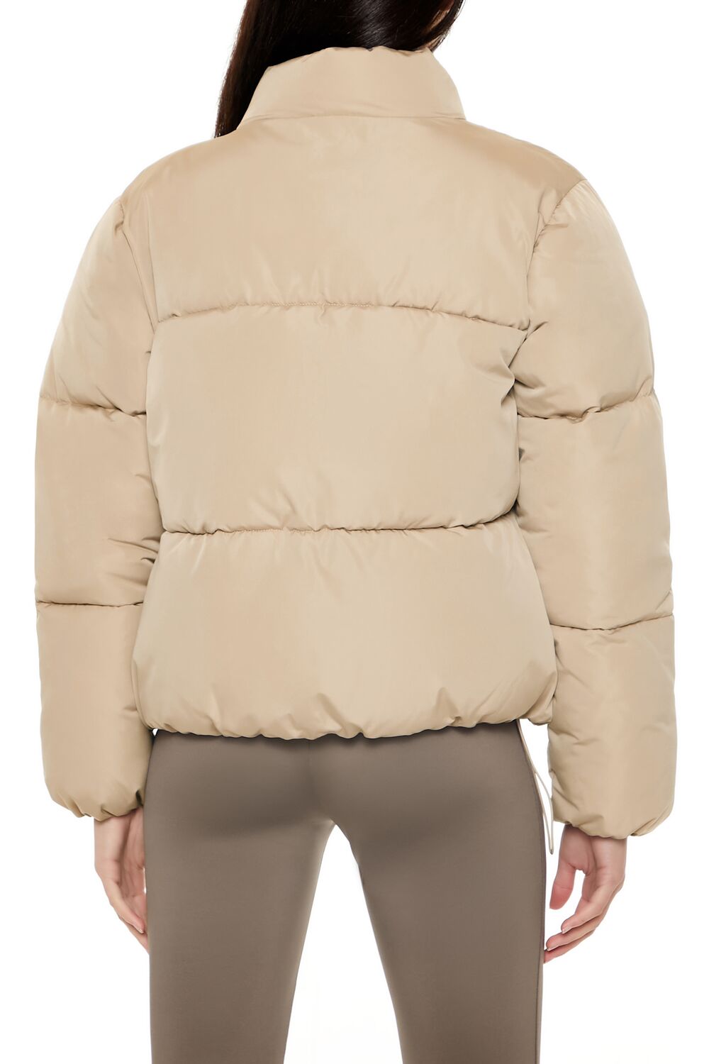  Forever 21 Channel-Stitched Puffer Jacket - taupe - Bonton