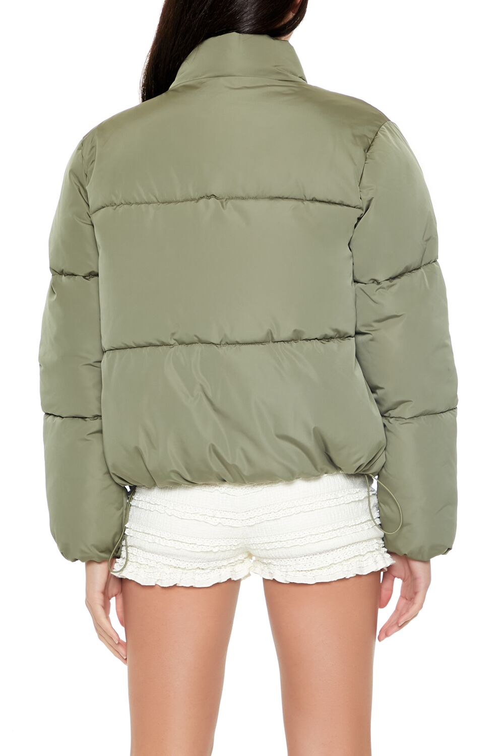  Forever 21 Channel-Stitched Puffer Jacket - taupe - Bonton